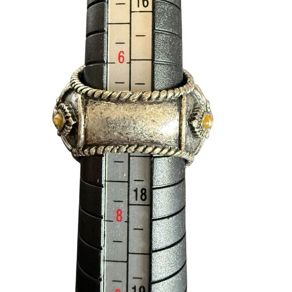 Lucky Brand Statement Ring Size 7 Silver Tone Faux Stones Intricate Design - Picture 4 of 13